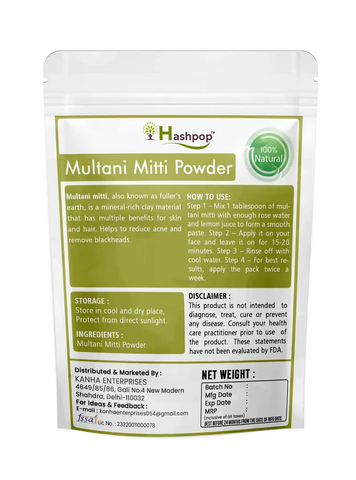 HashpopNatural Multani Mitti Powder For Face Pack And Hair Pack Fullers Earth Bentonite Clay 200g