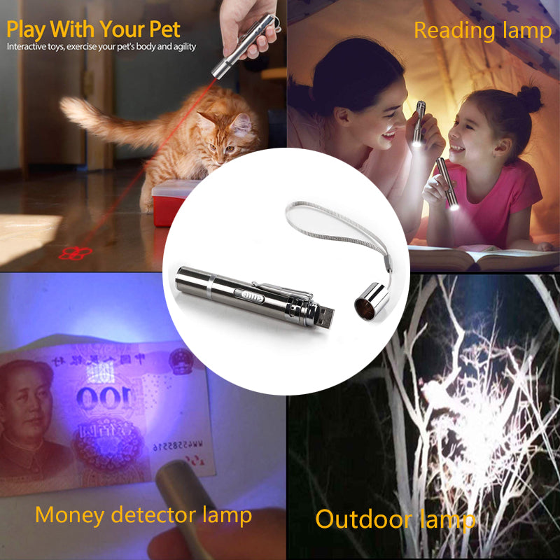 Multifunctional Stainless Steel USB Charging Pet Laser Pointer