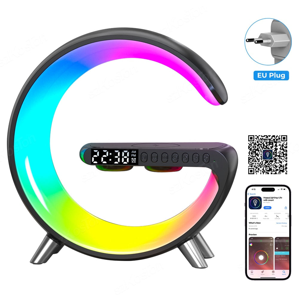 6-IN-1 Wireless Charger Alarm Clock With Speaker