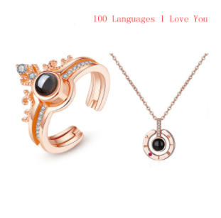 100 Languages I Love You Necklace & Ring Combo