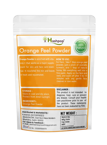 Hashpop Pure Orange Peel Powder For Skin Whitening Face Pack Natural 50g