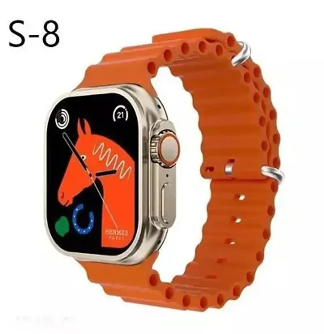 Watch S8 Ultra Latest Bluetooth Calling Series 8 AMOLED High Resolution with All Sports Features  Health Tracker,Wireless Charging Battery, Bluetooth Unisex Smart Watch Ultra T-800 Orange