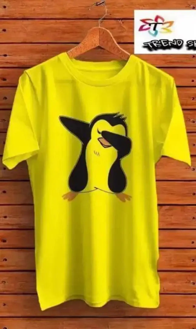 Men Printed Round Neck Yellow T-Shirt