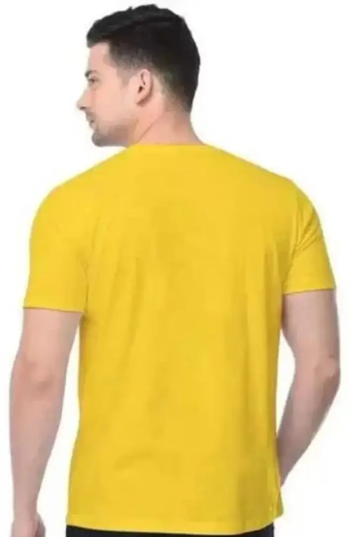 Men Printed Round Neck Yellow T-Shirt