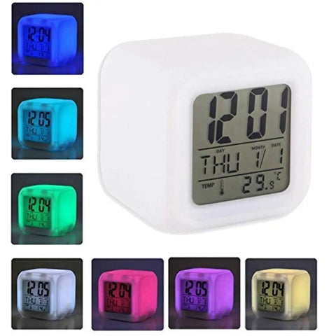 Prisma Collection Smart Digital Alarm Clock for Bedroom,Heavy Sleepers,Students with Automatic 7 Colour Changing LED Digital Alarm Cloc