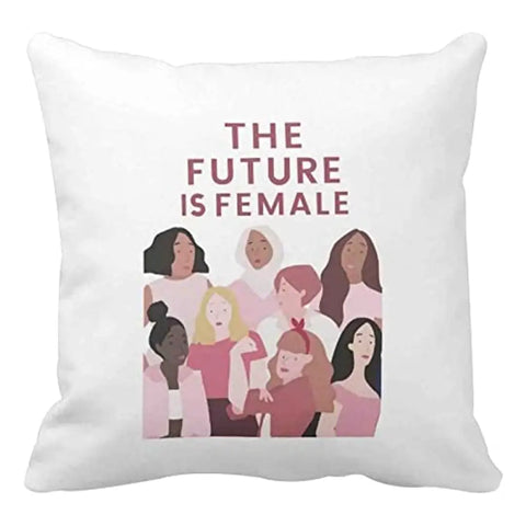 Designer Unicorn Printed Couple Cushion Cover with Filler, The Future is Female 12X12 inches