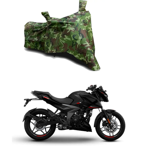 GLAMND-100% Dustproof Bike Scooty Two Wheeler Body Cover Compatible For Bajaj Pulsar N160 Water Resistance  Waterproof UV Protection Indor Outdor Parking With All Varients[Militry GMJ]