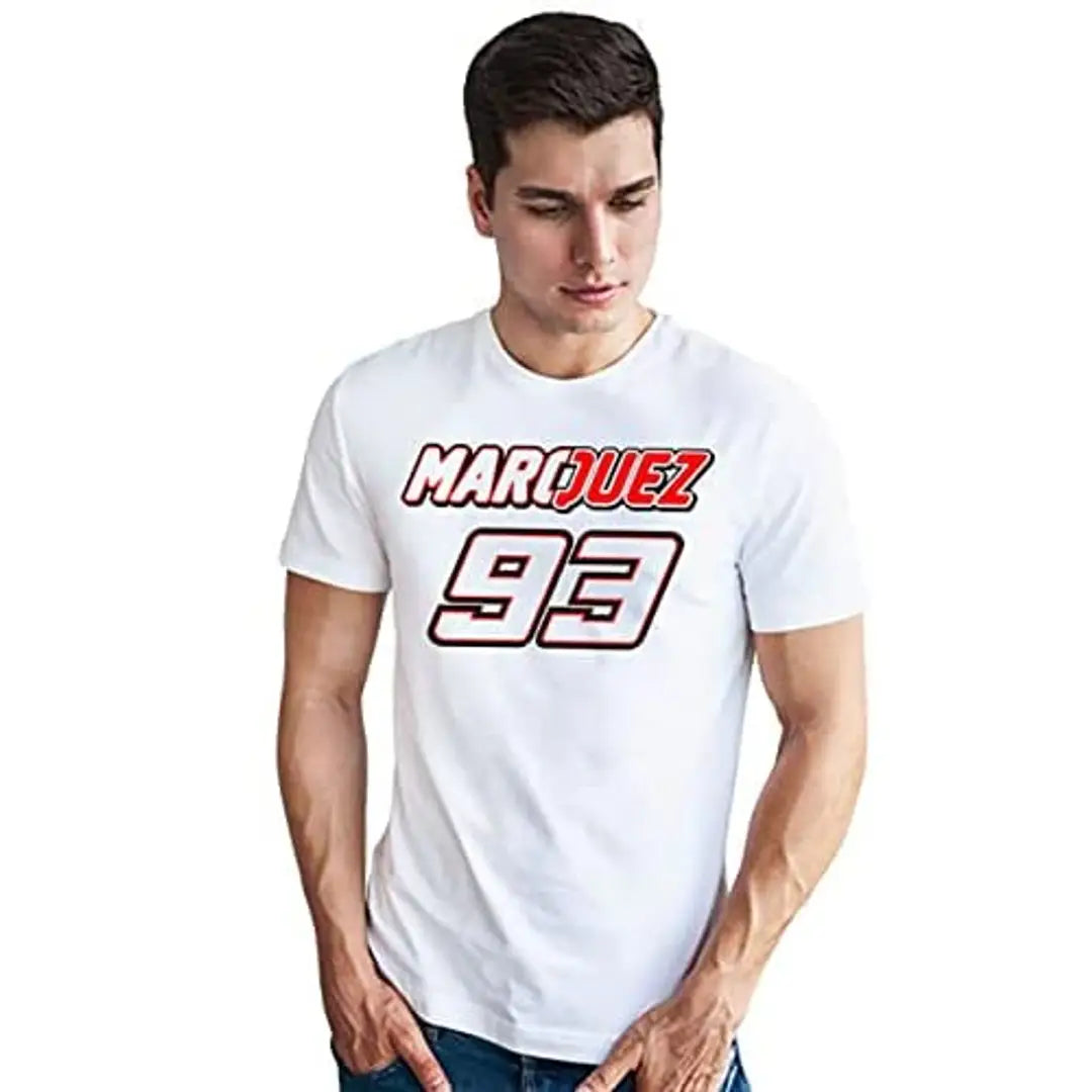 Quote Marshals MM93 Printed Round Neck White T-Shirt for Men's Size-M