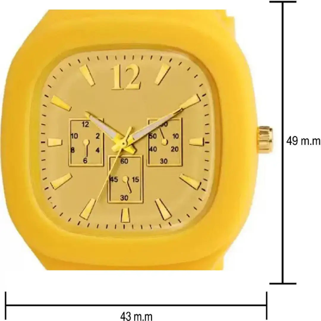 Stylish Yellow Silicone Analog Watches For Men Pack Of 2