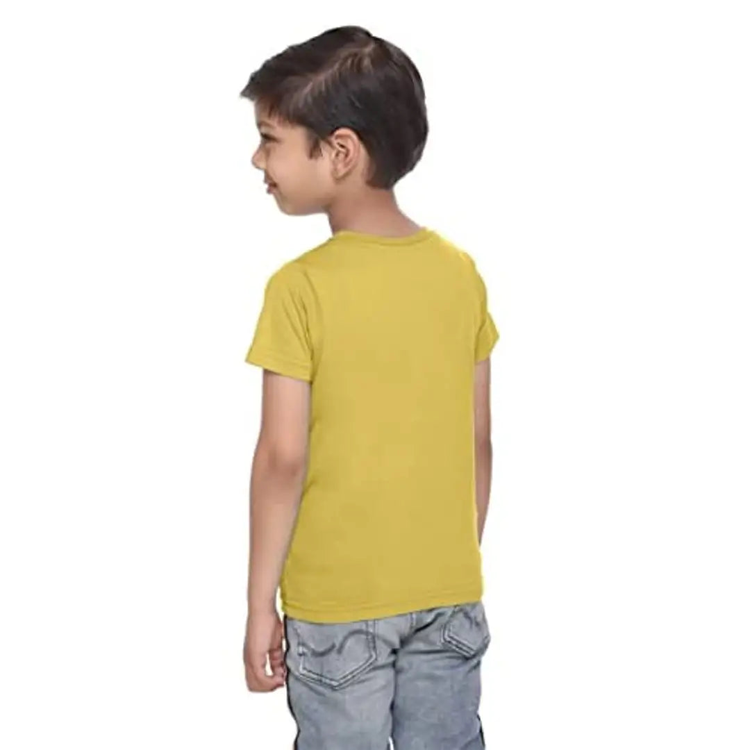 WALAITI Cotton T-Shirts for Boys, Half Sleeves Printed T-Shirts for Kids, Round Neck T-Shirt Yellow