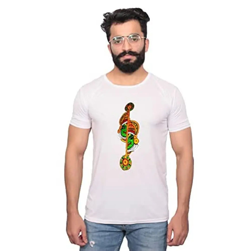 NITYANAND CREATIONS Round Neck Graphic Printed White T-Shirt [Model-9900678]
