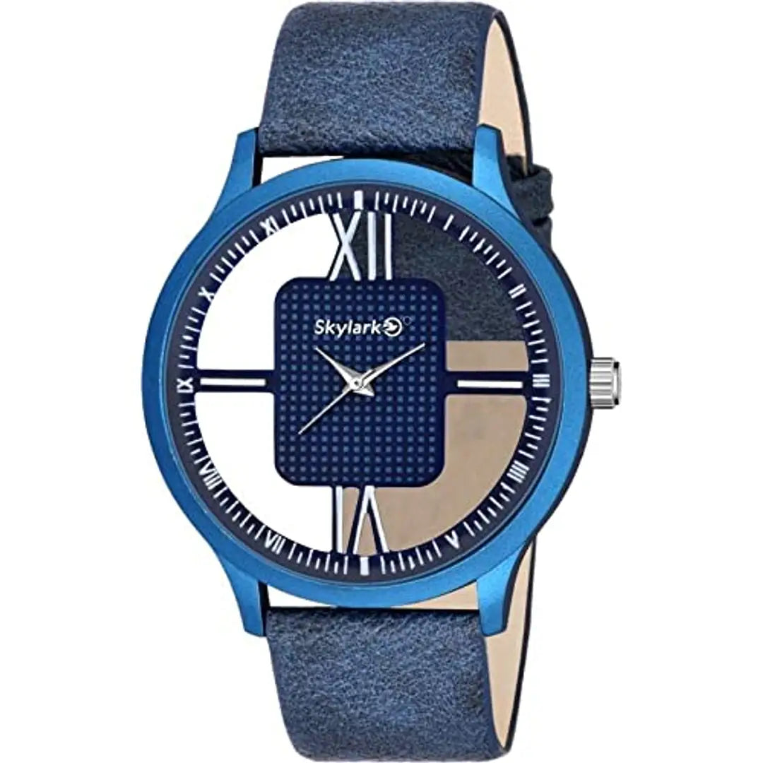 Youth Club Unique and Latest Designed Transparent dial with Blue Colour Leather Strap Analogue Watch for Men and Boys Analog Watch - for Men
