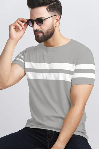 Elegant Cotton Blend Colourblocked Round Neck Tees For Men- Pack Of 2