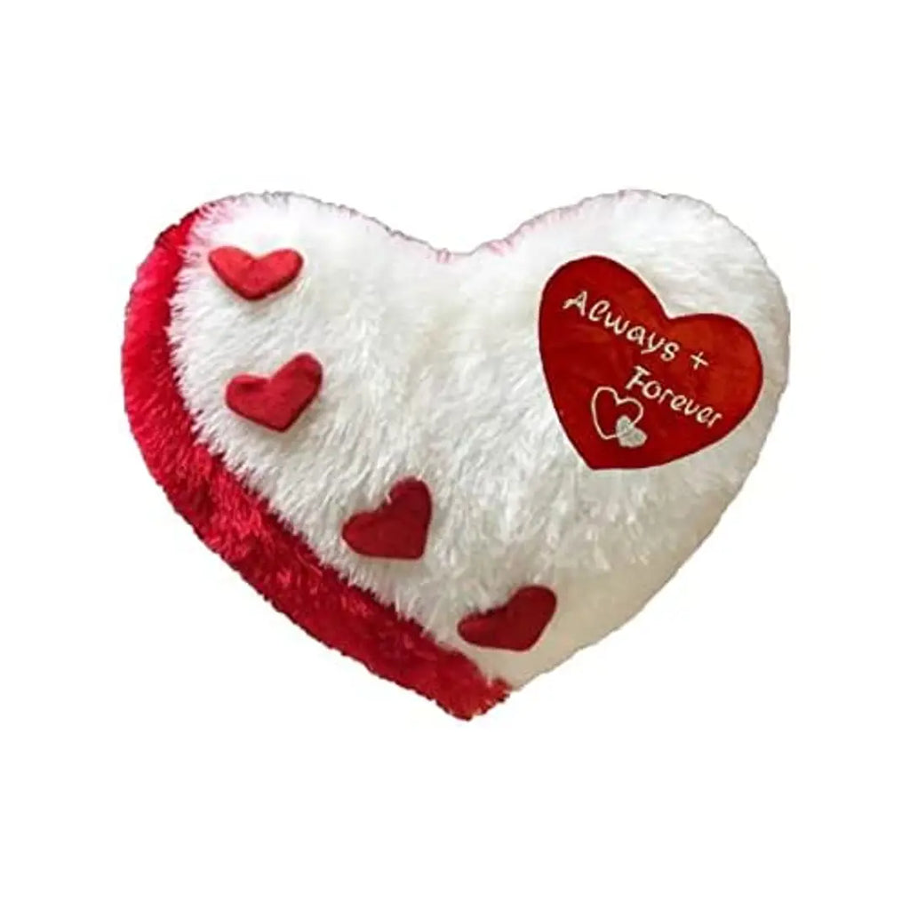 PICKKART Love Cushion Pillow Heart Shape, Always + Forever Embroidered Quote (White)