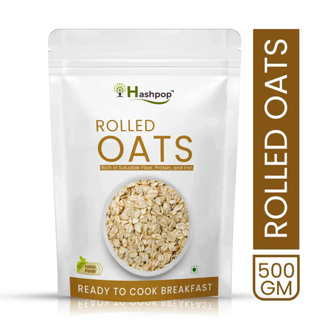 Hashpop Rolled Oats High Protein And Fibre Ready To Cook Breakfast Wholegrain Pouch 500 G