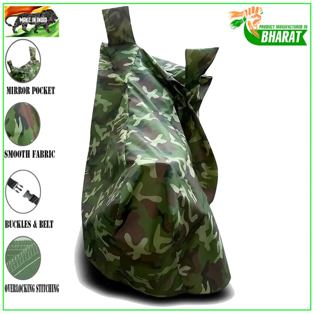 GLAMND-100% Dustproof Bike Scooty Two Wheeler Body Cover Compatible For Bajaj Pulsar 150 Twin Disc BS6 Water Resistance  Waterproof UV Protection Indor Outdor Parking With All Varients[Militry GMJ]