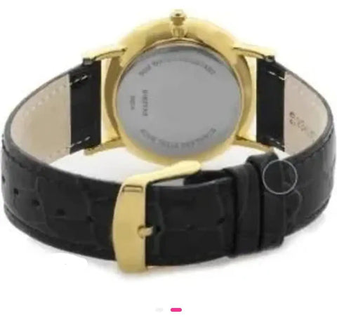 Stylish Leather Round Shape Dial Black Analogue Watch For Men With Day And Date Display