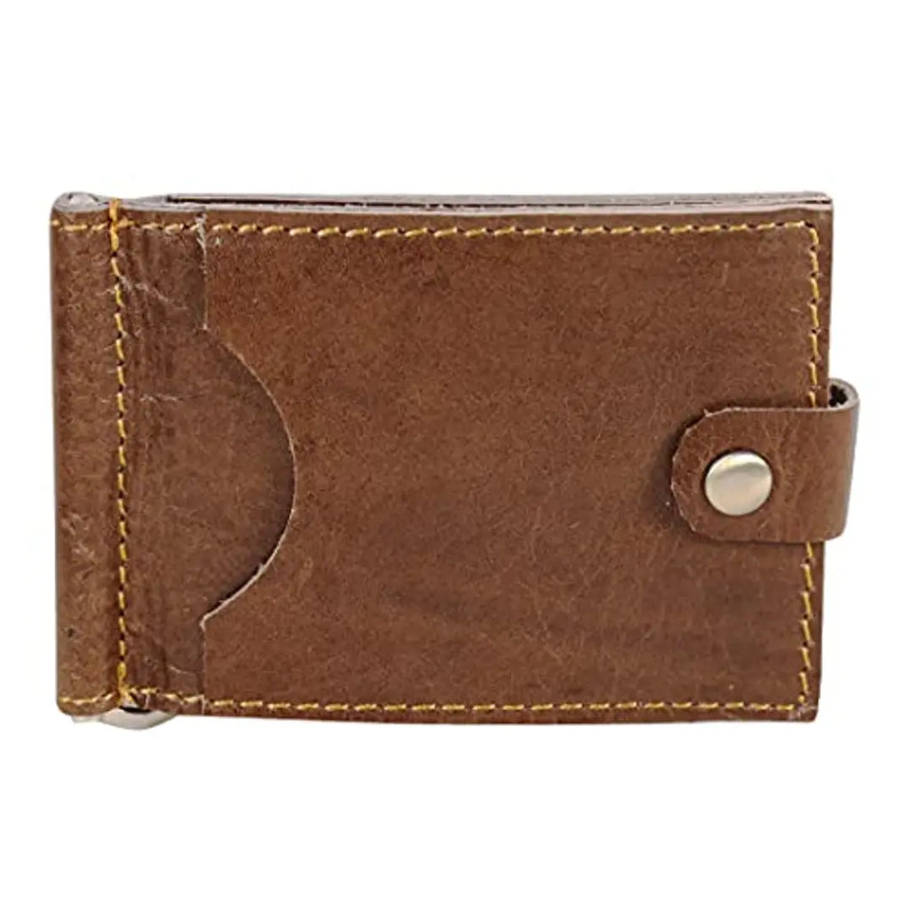 Style98 Men's women's Shoes Leather ATM Credit Card Holder Cum Money Clip Wallet (Tan)