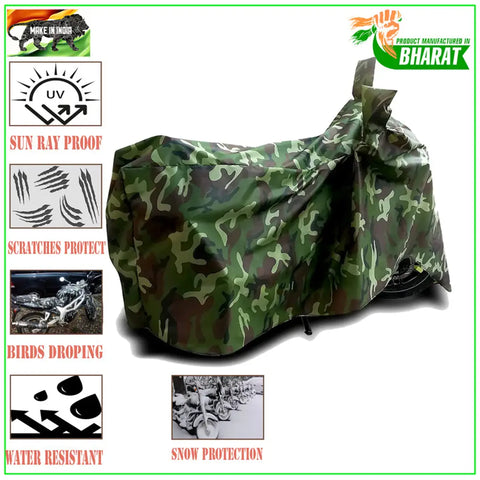 GLAMND-100% Dustproof Bike Scooty Two Wheeler Body Cover Compatible For Aftek Scooter X-3 Water Resistance  Waterproof UV Protection Indor Outdor Parking With All Varients[Militry GMJ]