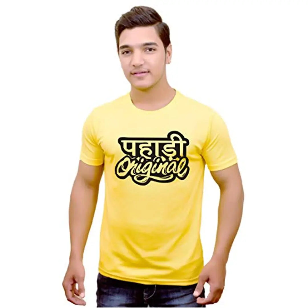 Himshikhar 'Pahadi' T-Shirt Round Neck  Half Sleeve Yellow T-Shirt for Men/Women/Kids