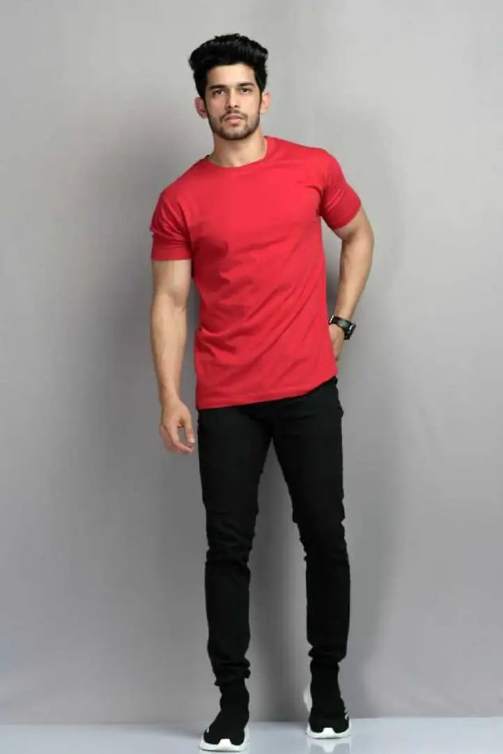 RiseMax Cotton Blend Half Sleeve Round Neck Regular Fit T-Shirt for Men