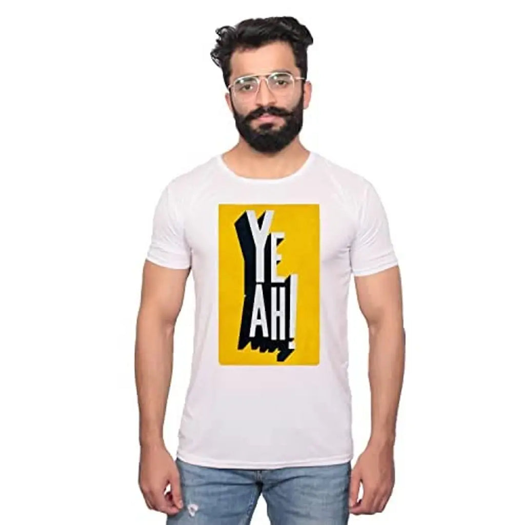 NITYANAND CREATIONS Round Neck Graphic Printed White T-Shirt [Model-9900376]