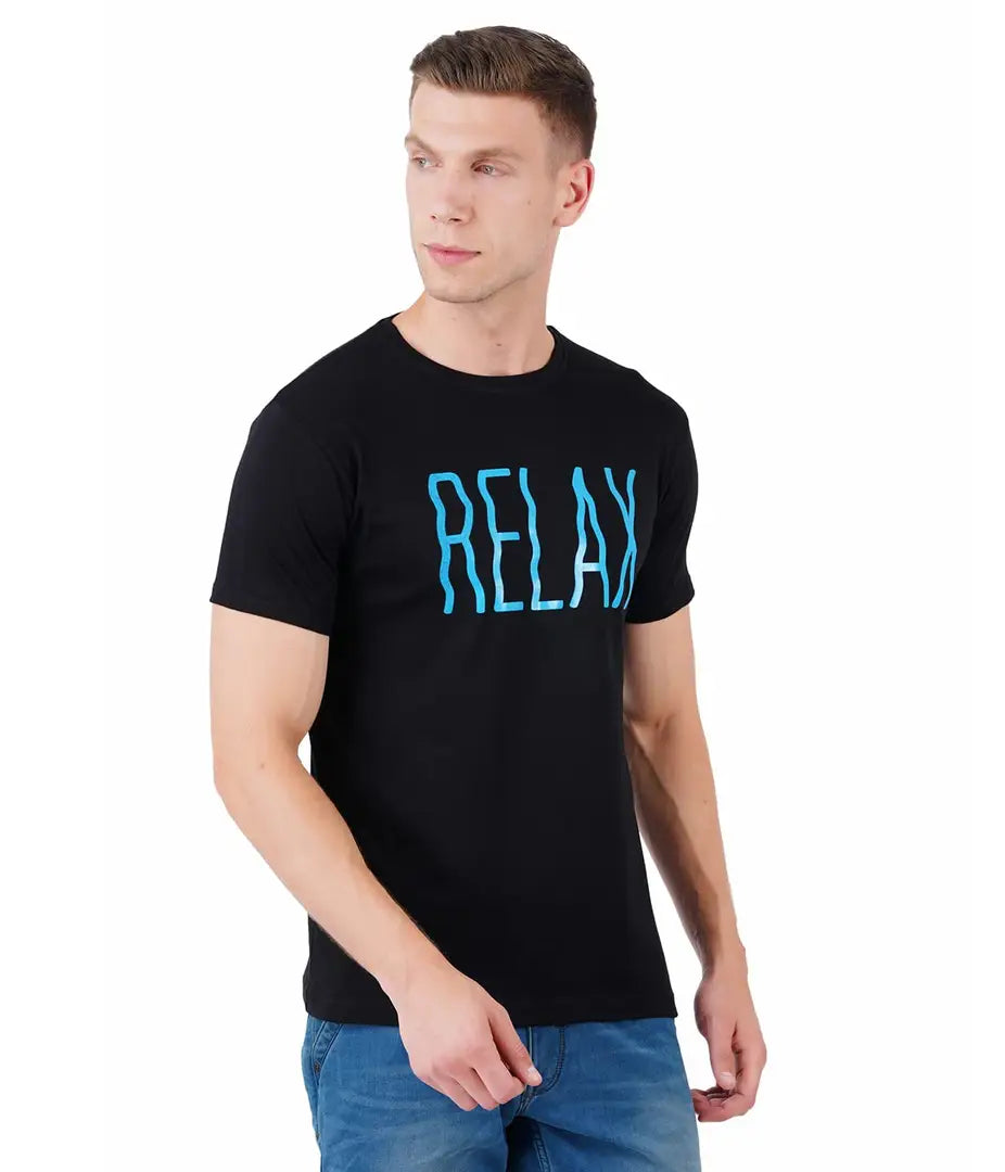 BET Men Premium Cotton Round Neck Printed T-Shirt Black
