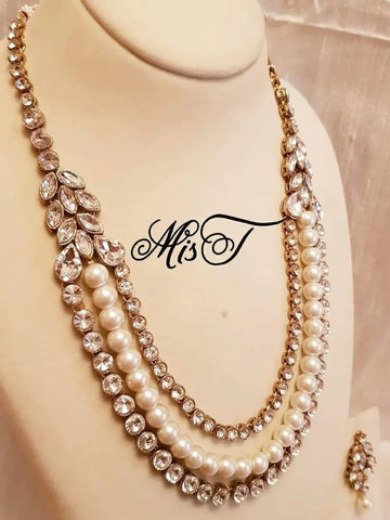Designer Pearl Kundan Necklace With Earing