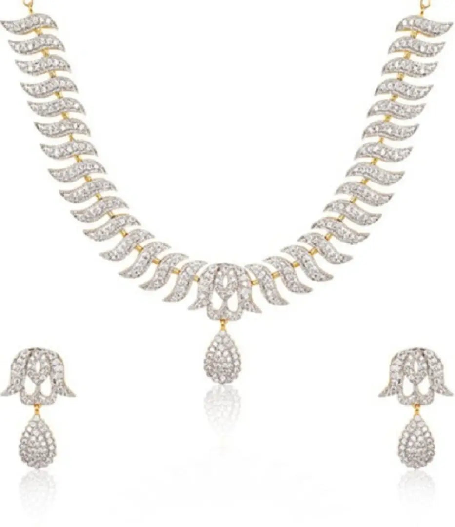 Golden Color American Diamond Alloy Jewellery Set