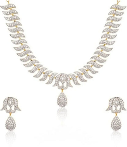 Golden Color American Diamond Alloy Jewellery Set