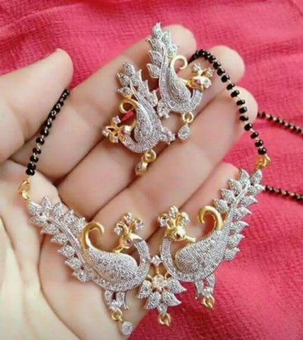 Golden Alloy American Diamond Mangalsutra Set
