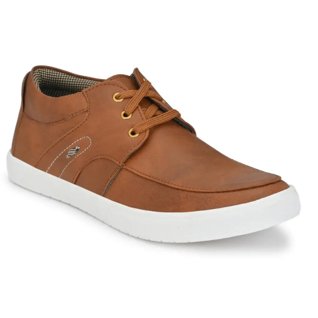 Tan Lace-Up Casual Shoes For Men's