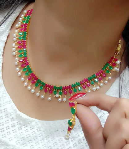 Multicolor Alloy Stone Necklace Set