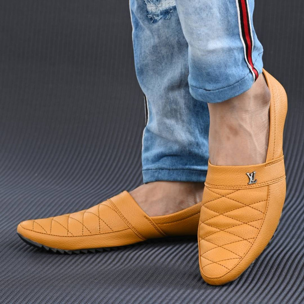 Tan Solid Casual Party Wear Shoes For Men's