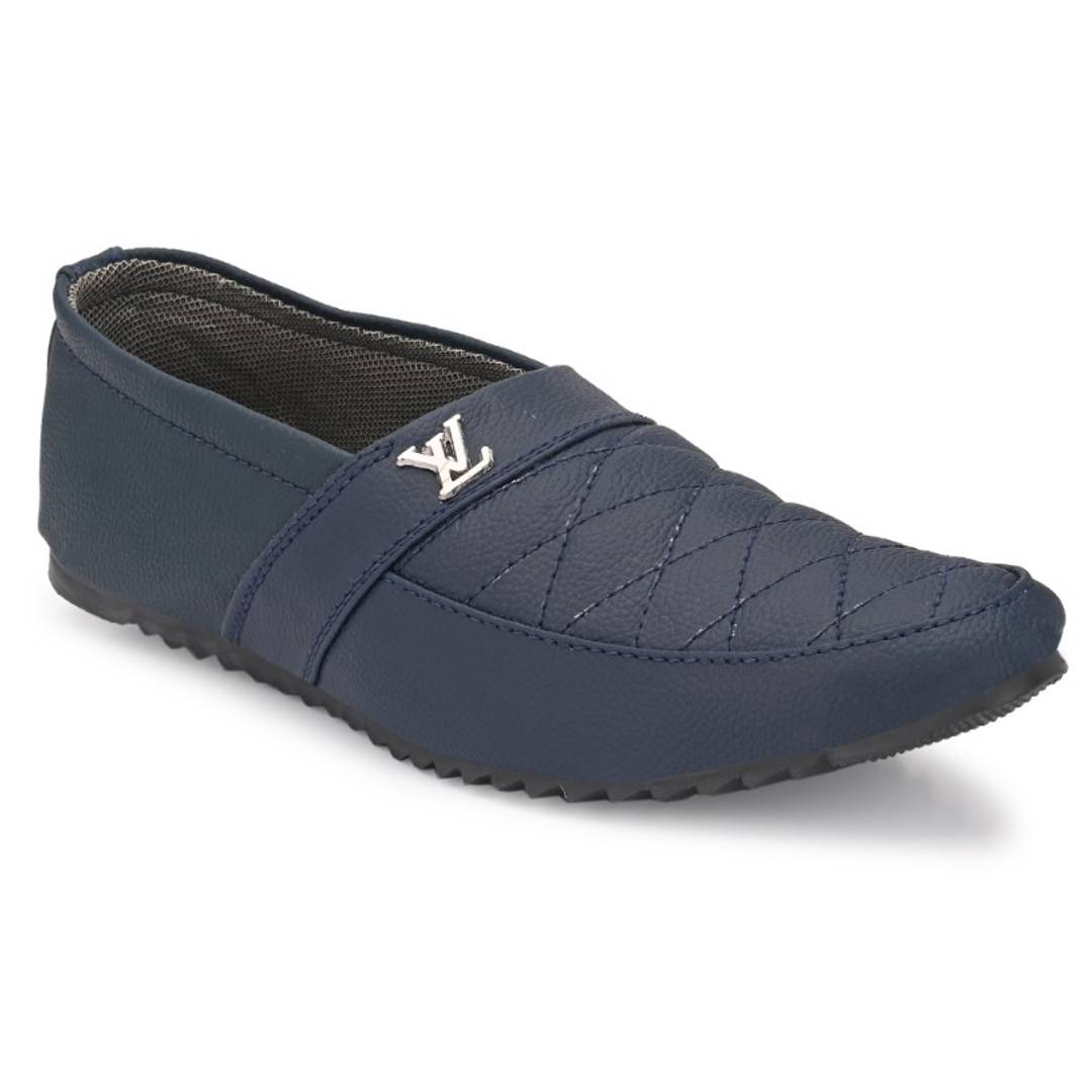 Blue Solid Casual Party Wear Loafers Shoes For Men's