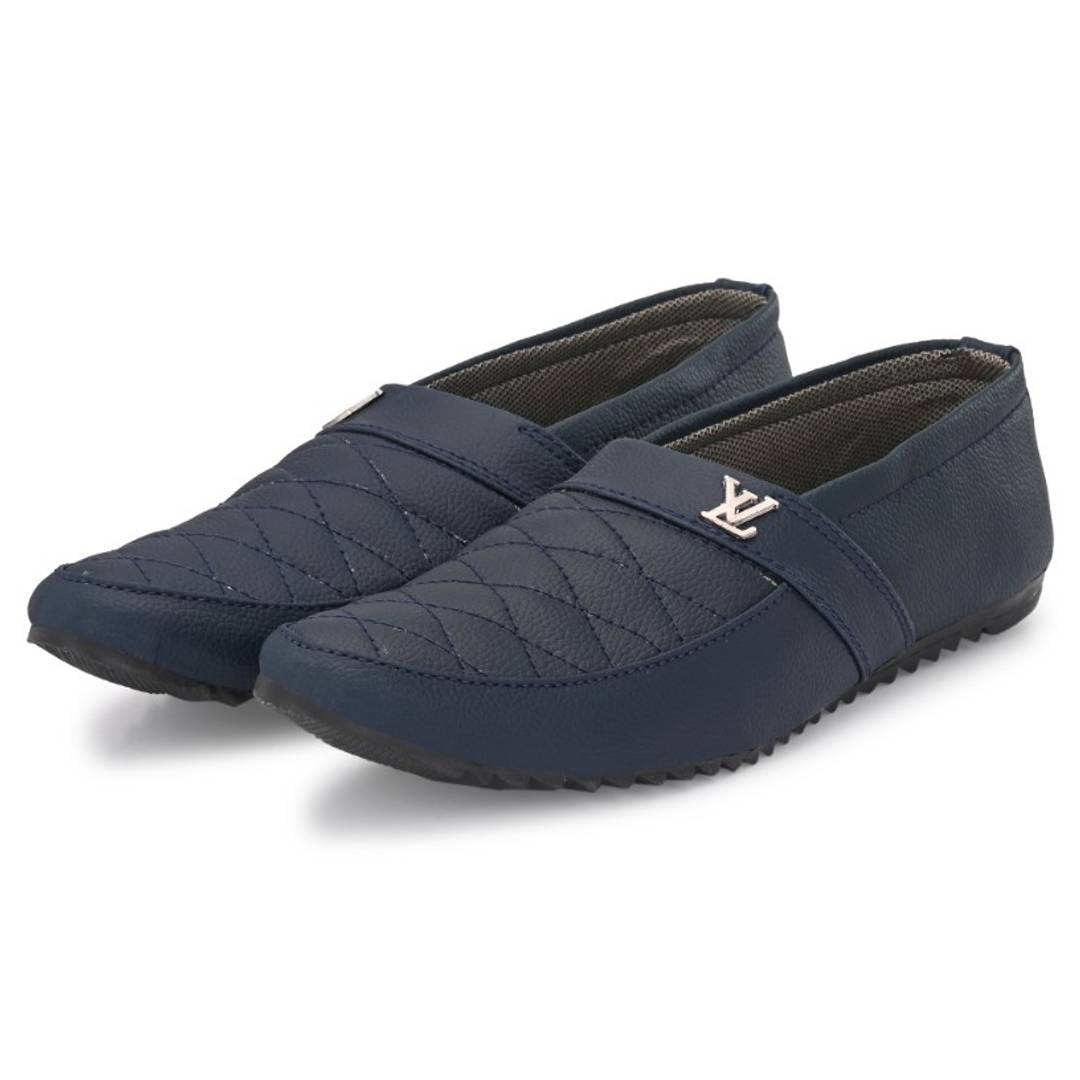 Blue Solid Casual Party Wear Loafers Shoes For Men's