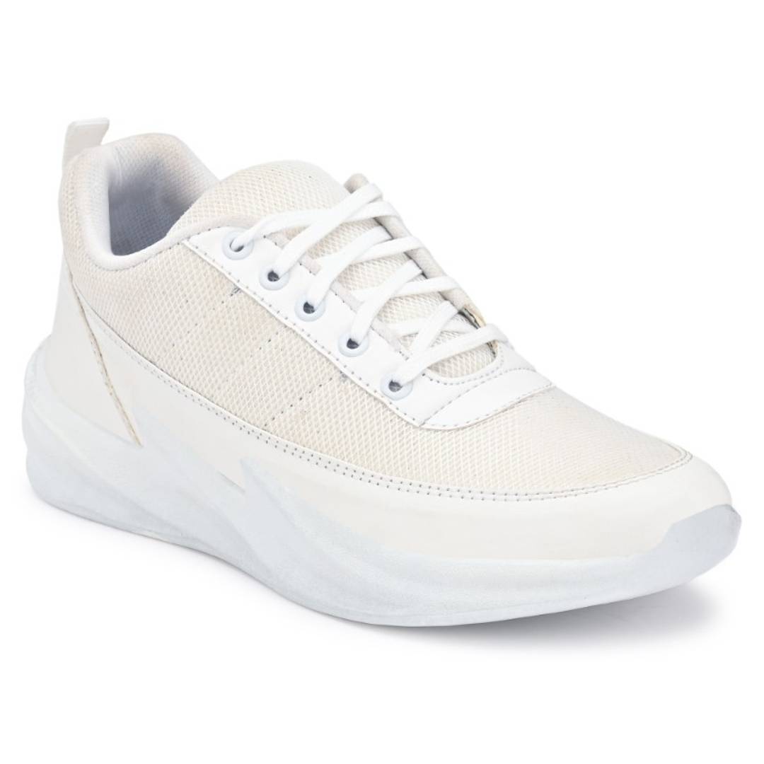 White Synthetic Sport Sneakers Shoes For Men's