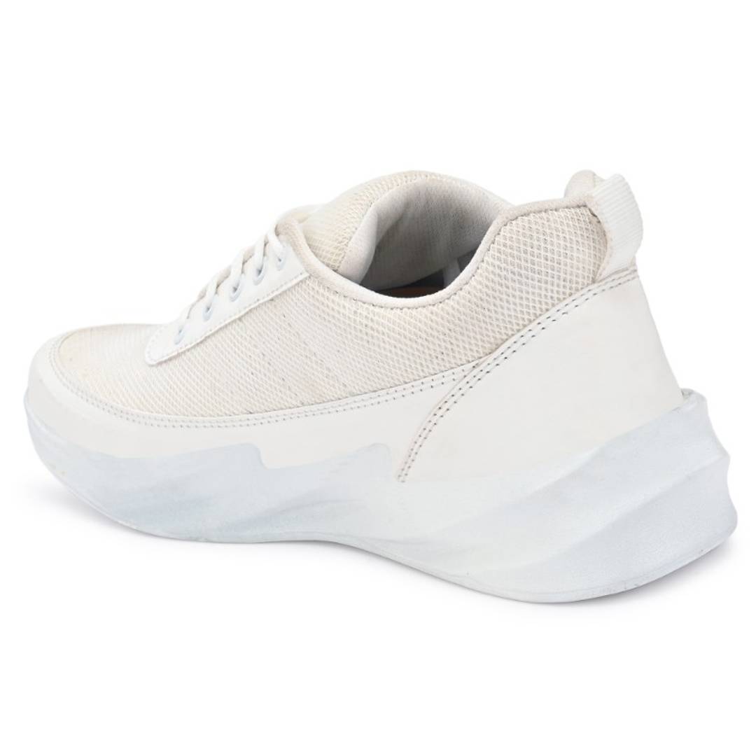 White Synthetic Sport Sneakers Shoes For Men's