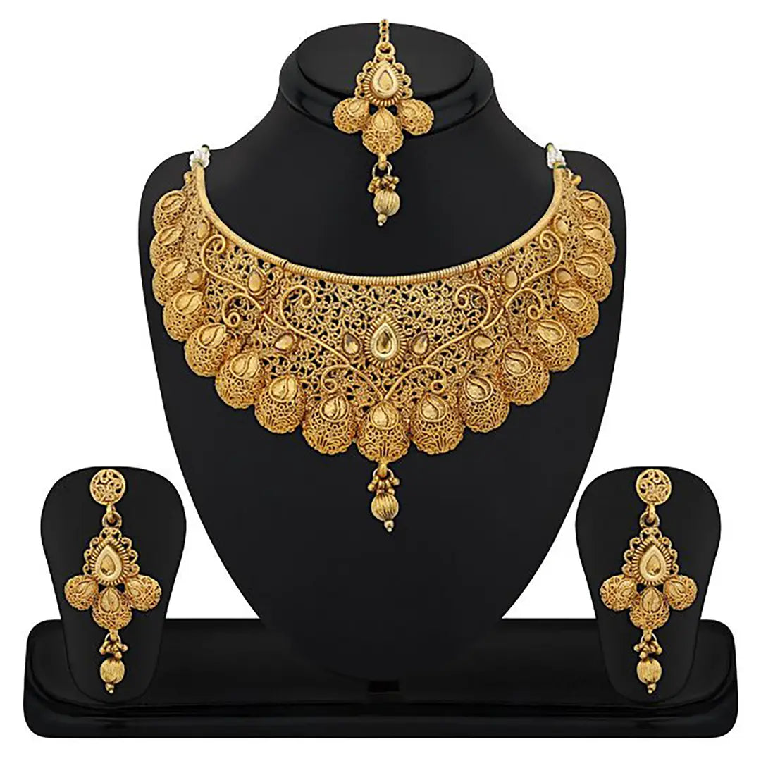 Sukkhi Traditional Gold Plated Kundan Choker Necklace Set For Women