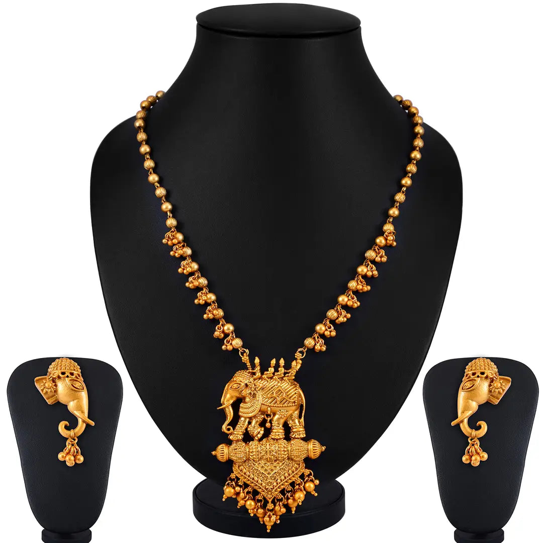 Sukkhi Bahubali Matte Finished Gold Plated Necklace Set For Women