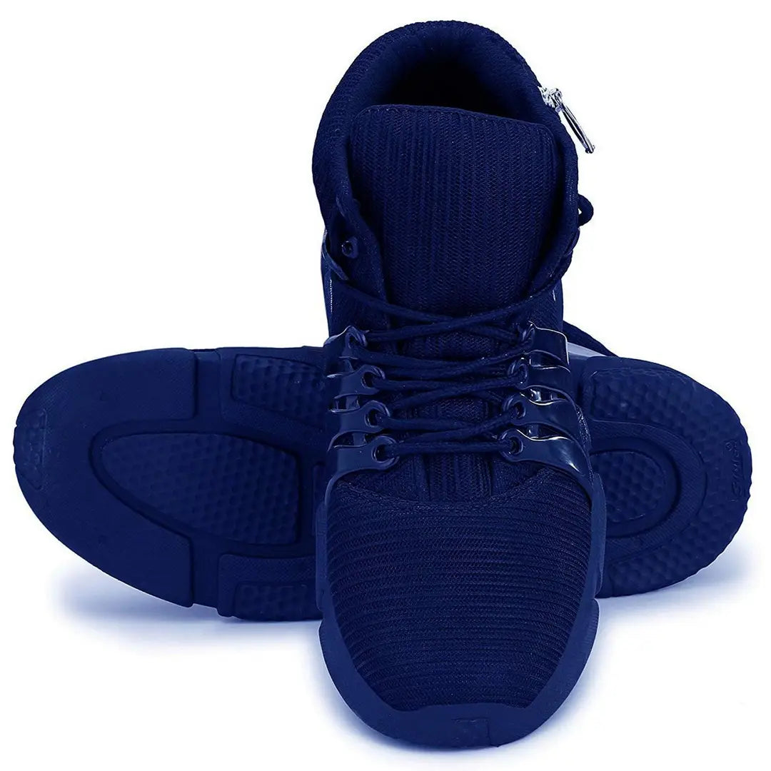 Stylish Navy Blue Mesh Running Sports Shoes For Men