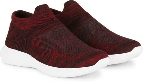 Light Weight Solid Maroon Mesh Sport Shoes for Men