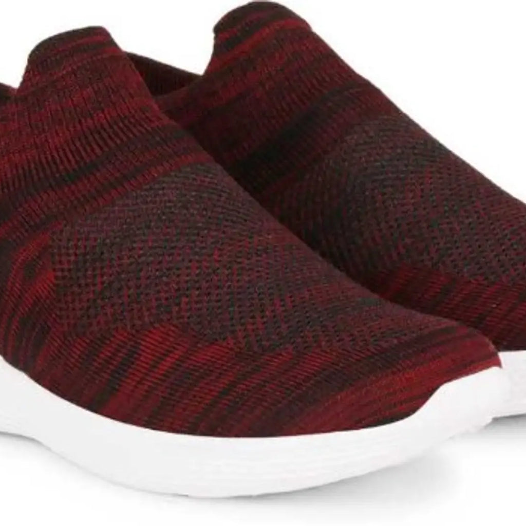 Light Weight Solid Maroon Mesh Sport Shoes for Men