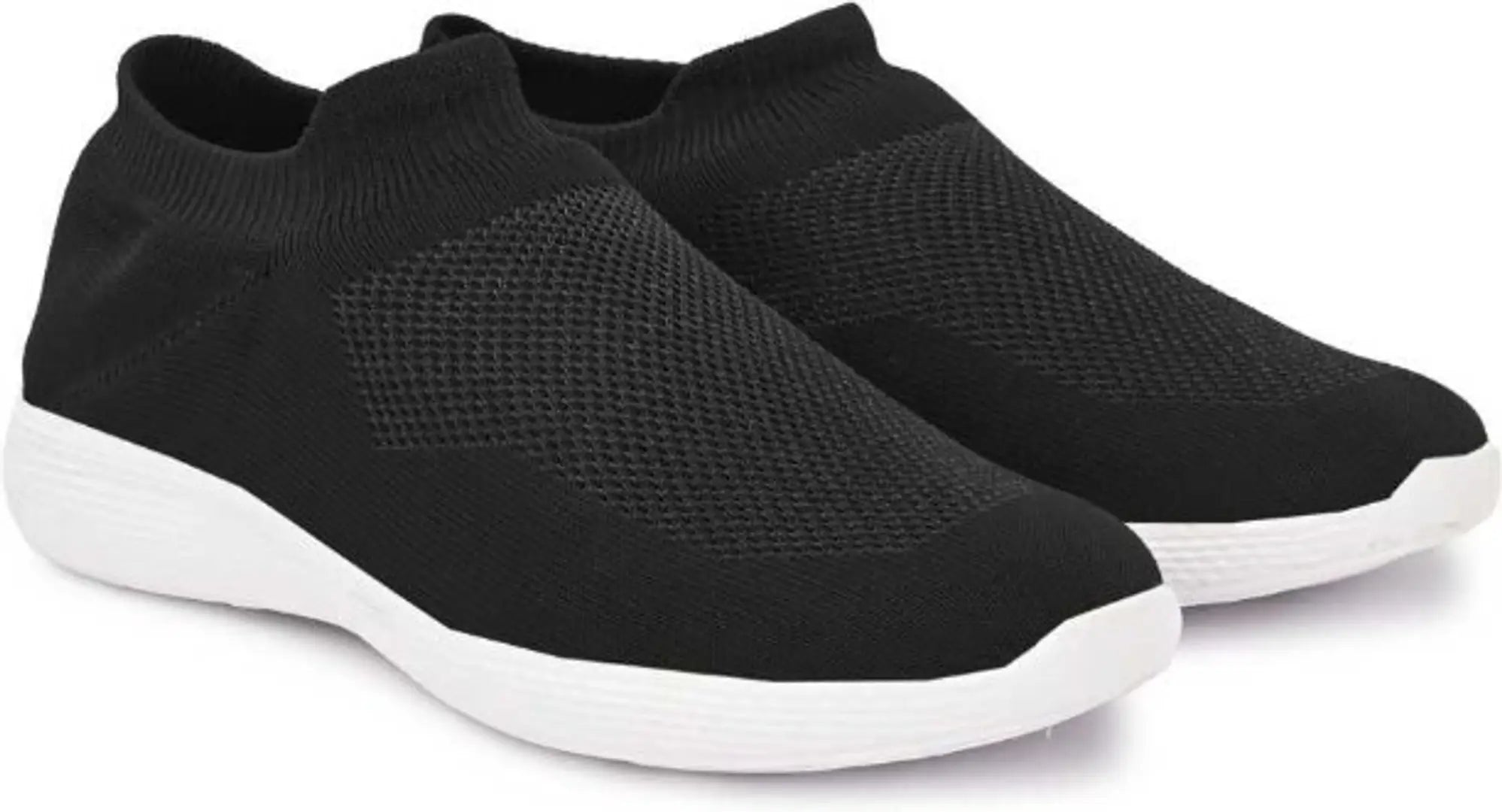 Light Weight Solid Black Mesh Sport Shoes for Men