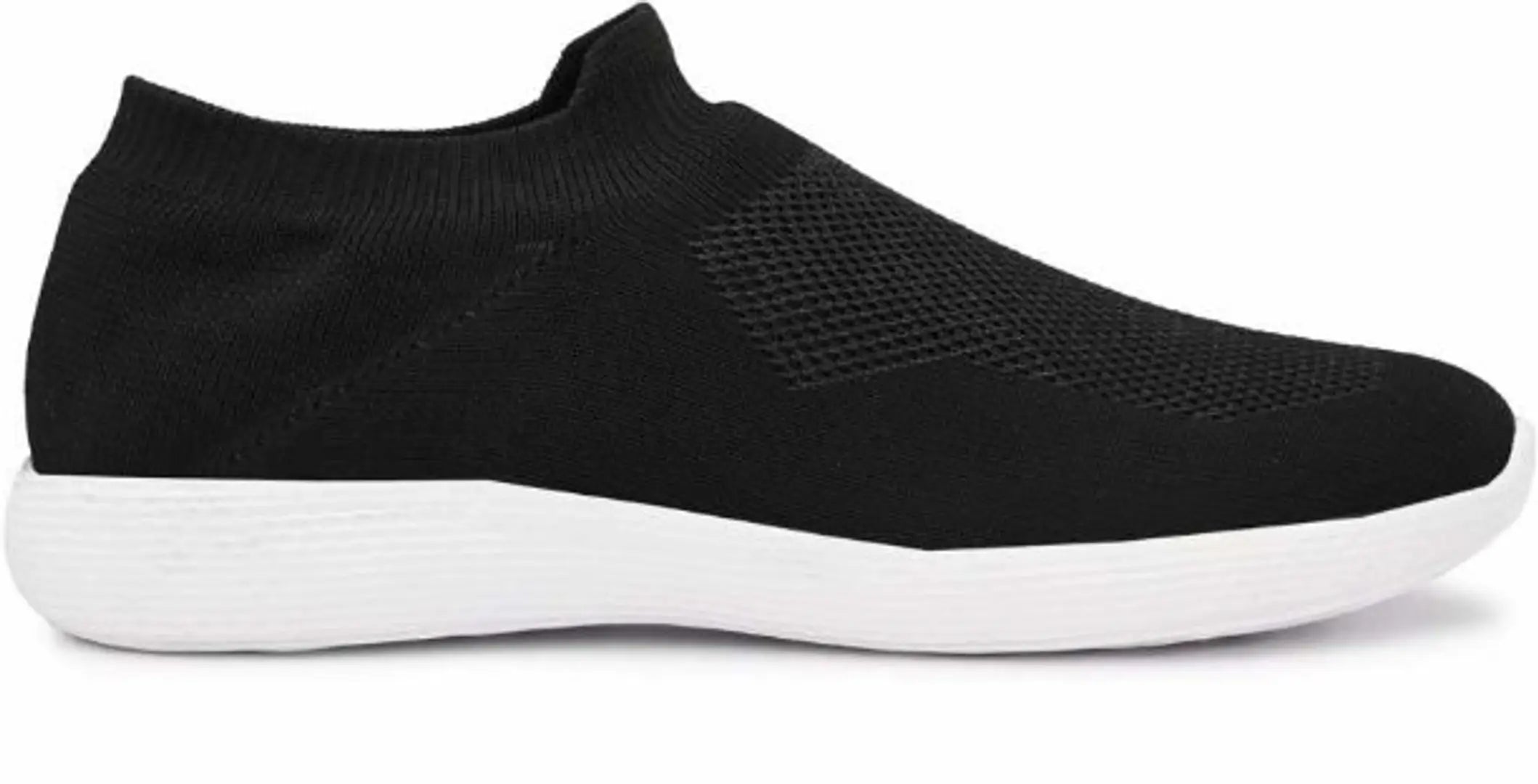 Light Weight Solid Black Mesh Sport Shoes for Men