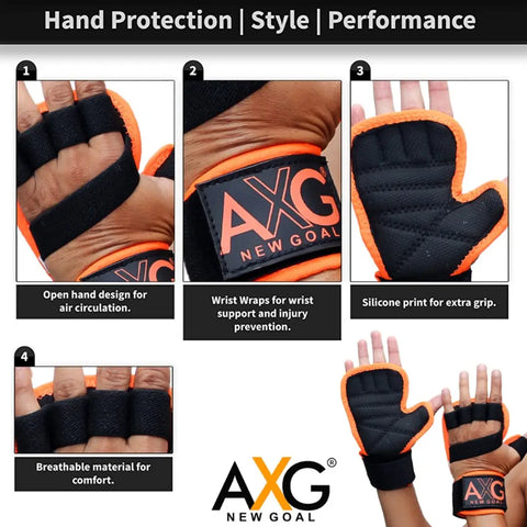 AXG NEW GOAL High Weight Lifting Support (1 Pair) Gym  Fitness Gloves (Small)