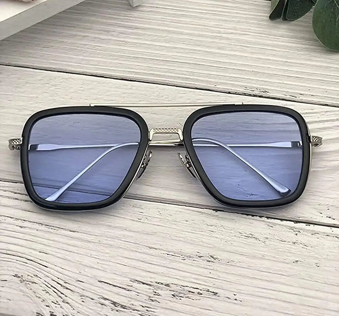 Tony Stark Square Metal Sunglasses For Men  Women