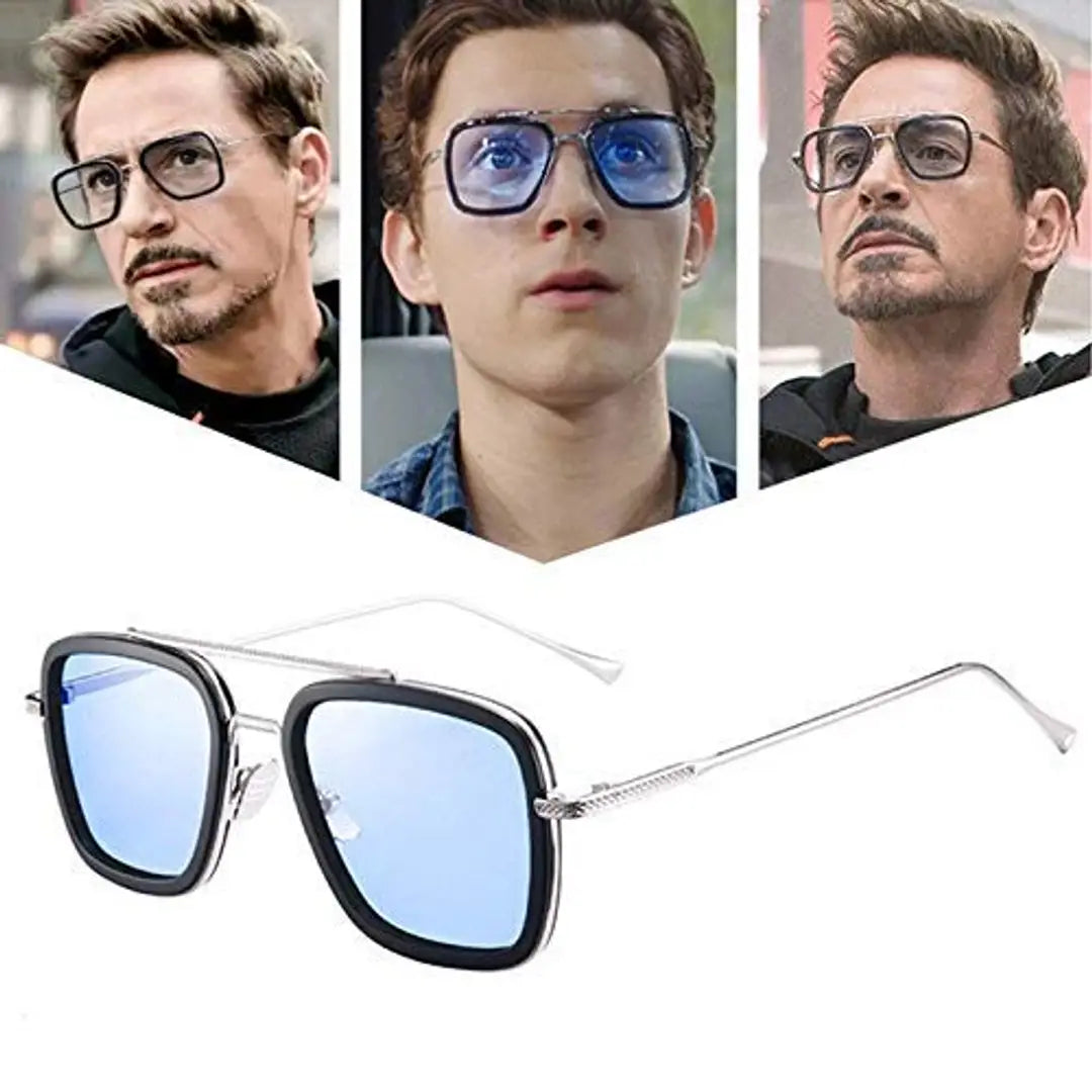 Tony Stark Square Metal Sunglasses For Men  Women