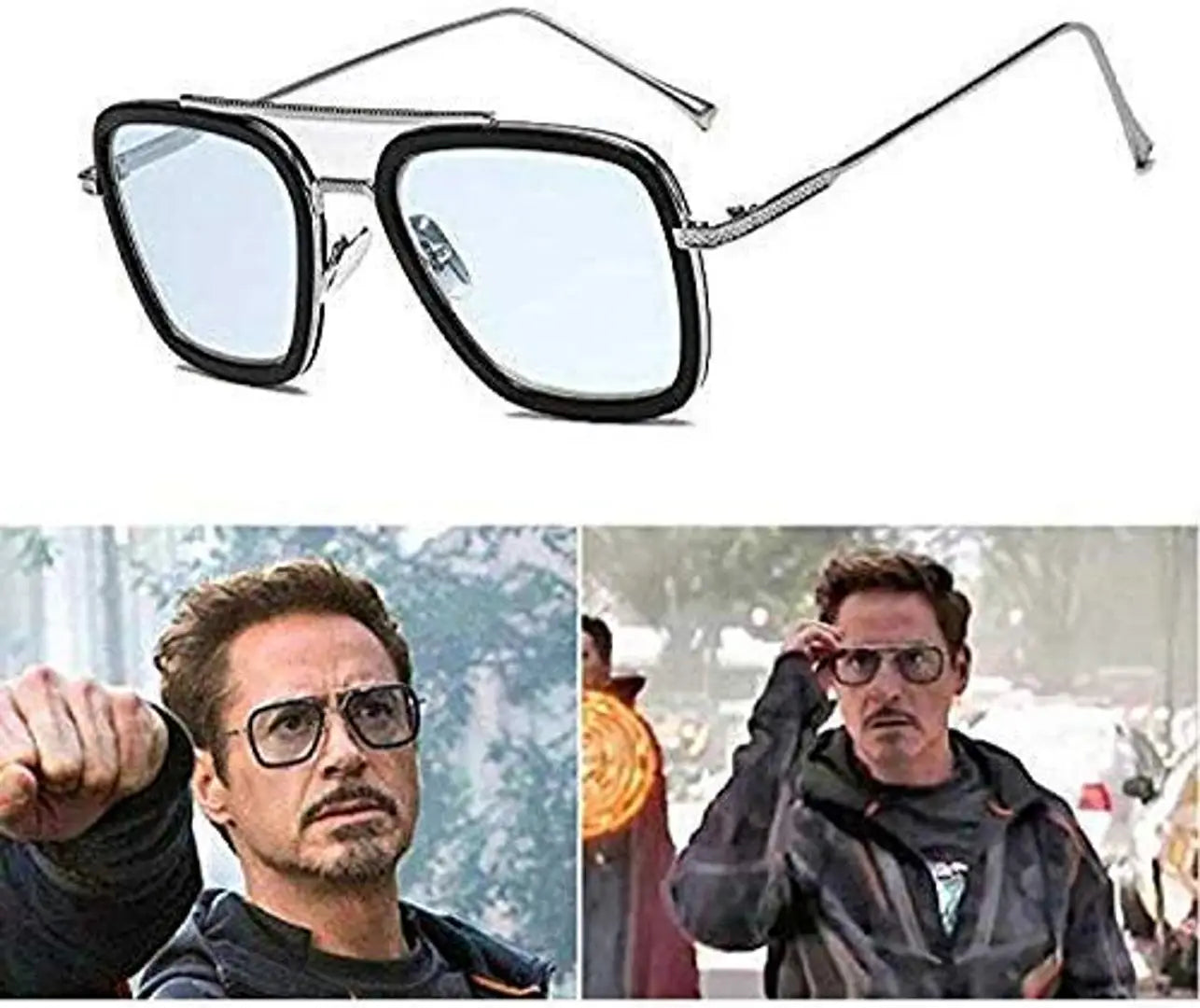 Tony Stark Square Metal Sunglasses For Men  Women