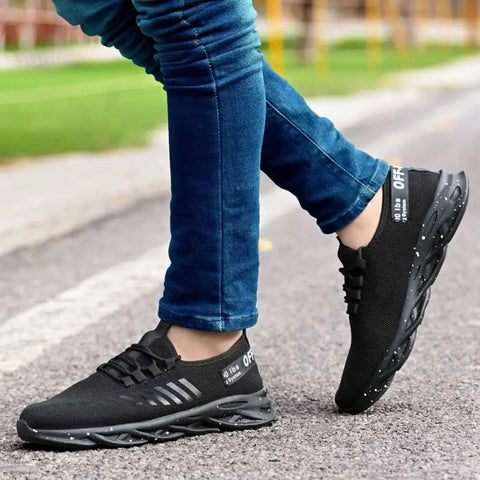 Elegant Black Mesh Solid Sports Shoes For Men